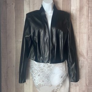 Like New Calvin Klein Faux Leather Crop Length Jacket
